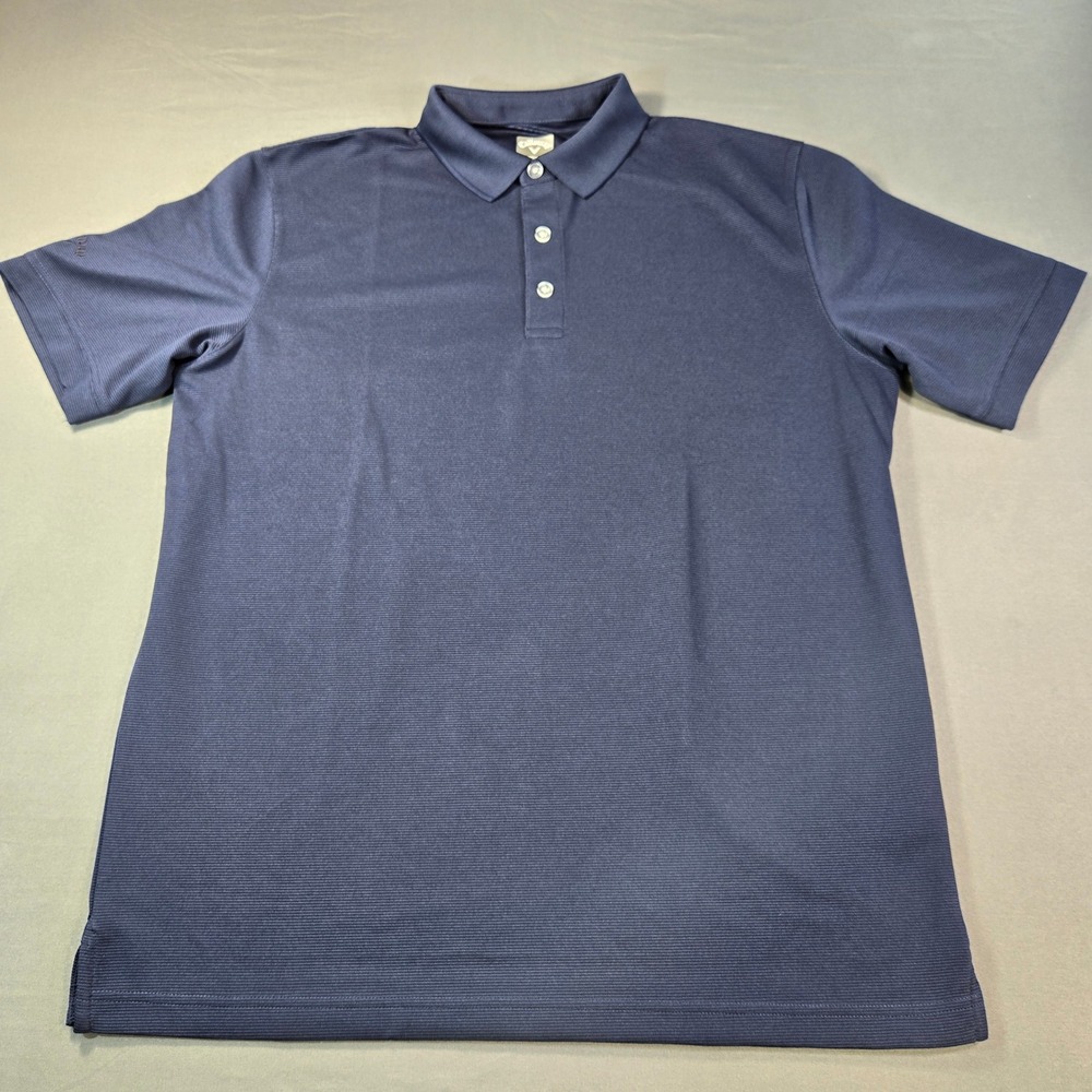 Callaway Opti-Dri Men's Large Navy Blue Micro Stripe Golf Polo Shirt ShortSleeve